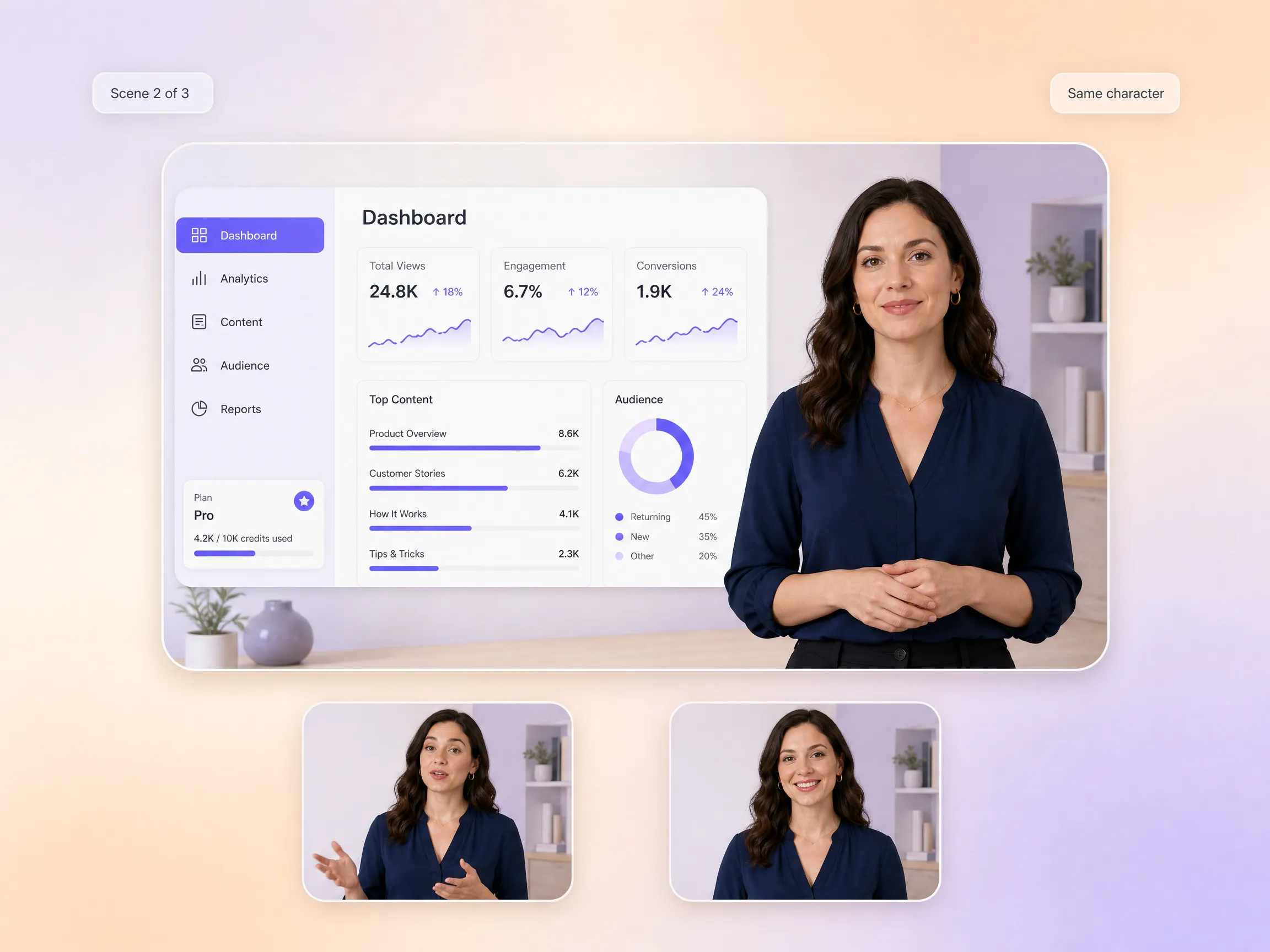Multi-scene continuity for SaaS explainer videos by Pexo