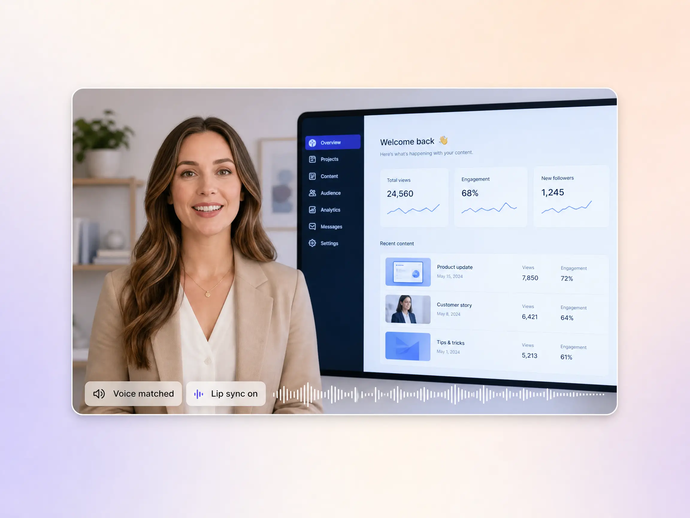 AI voiceover and lip-sync for tech explainer videos by Pexo