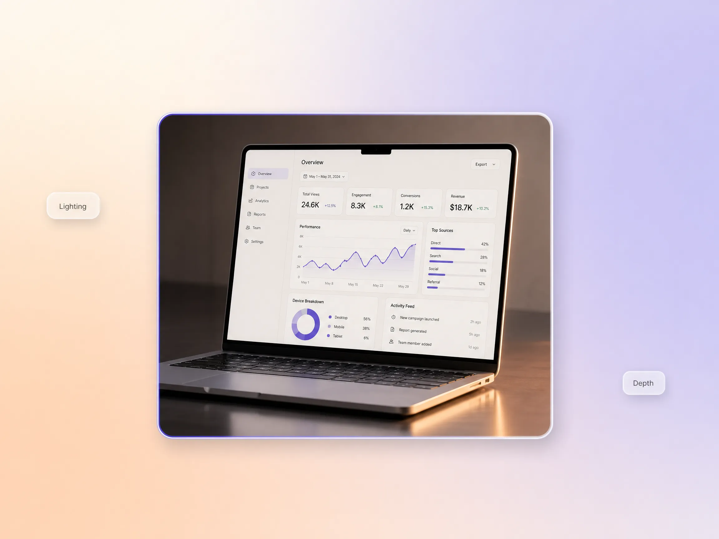 3D visual animated mockups by Pexo