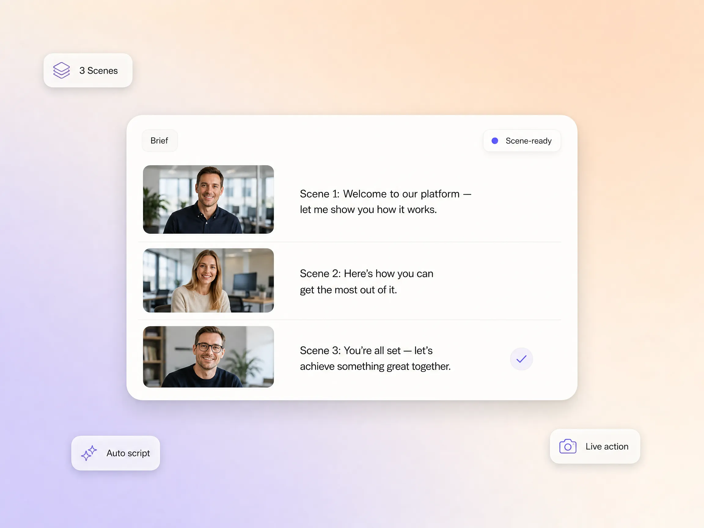 Live action explainer script generation by Pexo AI