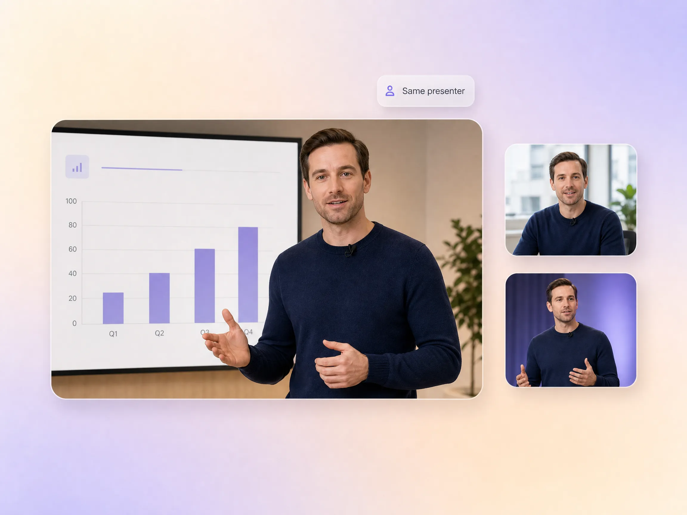 Multi-scene continuity for video presentations by Pexo