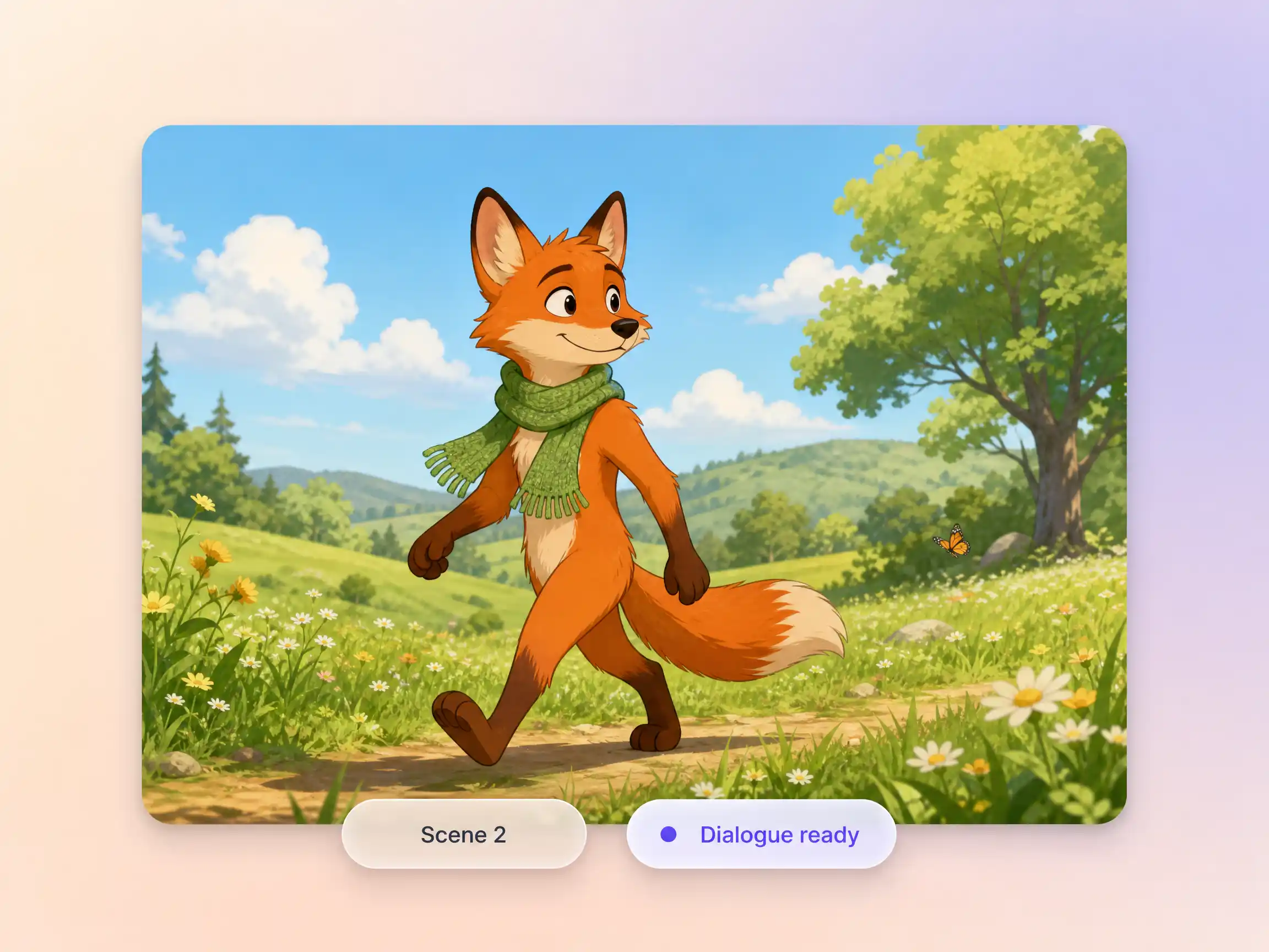AI script generation for 2D character animation by Pexo